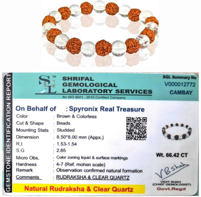 DIVINE SOUVENIRS Stone, Rudraksha, Clear Quartz Crystal Bracelet