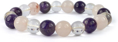 CRYSTU Stone, Rose Quartz, Amethyst, Crystal, Clear Quartz Beads Bracelet