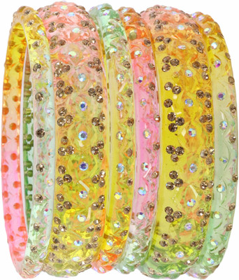 LAVAZZA Glass Diamond, Zircon Bangle Set(Pack of 6)