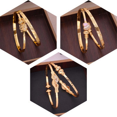 ANOUK Brass Diamond Gold-plated Bangle(Pack of 3)