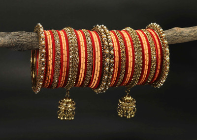 GLIKA Metal Zircon Gold-plated Bangle Set(Pack of 42)