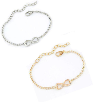 AVR JEWELS Alloy Silver Bracelet Set(Pack of 2)