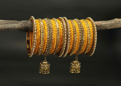 ZINEKA Metal Zircon Gold-plated Bangle Set(Pack of 34)