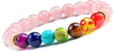 ABABILCRYSTAL Rose Quartz, 7 Chakra Beads Bracelet