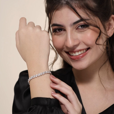 Miss Highness Sterling Silver Cubic Zirconia Rhodium Bracelet