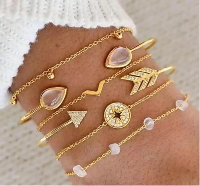 Celestique Alloy Gold-plated Bracelet Set(Pack of 6)