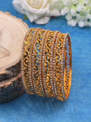 Kawai Brass Diamond Gold-plated Bangle Set(Pack of 4)