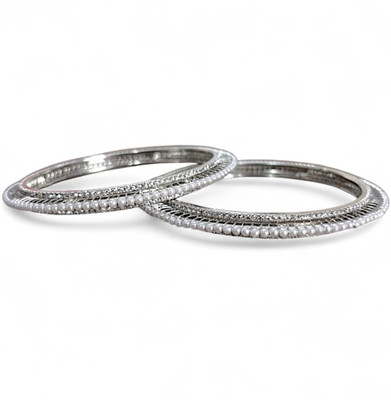 ACCESSHER Brass Pearl Kada(Pack of 2)