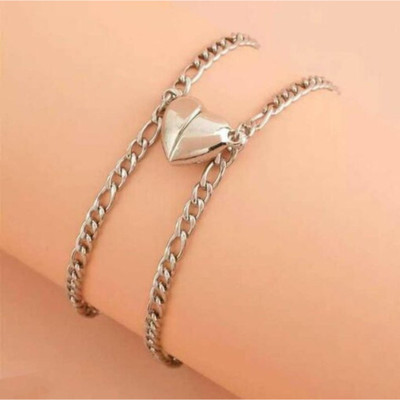 JS Enterprises Stainless Steel Silver Bracelet Set(Pack of 2)