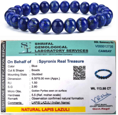 SPYRONIX REAL TREASURE Lapiz Lazuli, Stone Crystal Bracelet