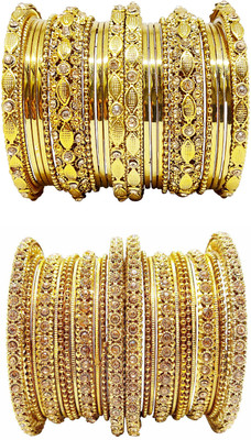 Chrishan Alloy Gold-plated Bangle Set(Pack of 2)