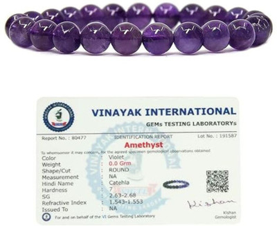 VIBESLE Amethyst, Crystal Beads Charm Bracelet