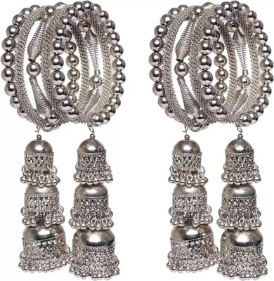 ZUKHRUF Alloy Beads Silver Bangle Set
