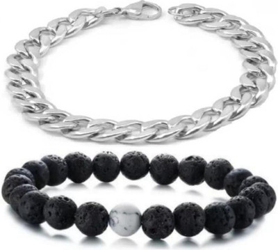 HouseOfCommon Crystal, Alloy, Stainless Steel Bracelet(Pack of 2)