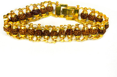 P R Production Rudraksha NA, Gold-plated Bracelet