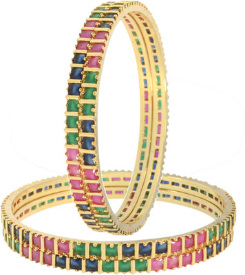 Shiv_Jewels Alloy Cubic Zirconia Gold-plated Bangle Set(Pack of 4)