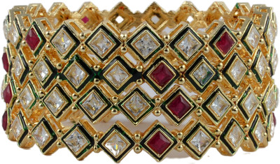 SHARYY Brass Crystal Gold-plated Bangle Set(Pack of 4)