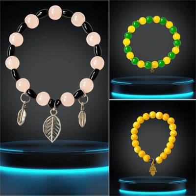 Poohit Collections Mother of Pearl Beads, Pearl Charm Bracelet(Pack of 3)