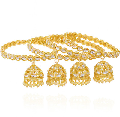 GC PREMIUM JEWELLERY Brass Gold-plated Bangle Set(Pack of 4)