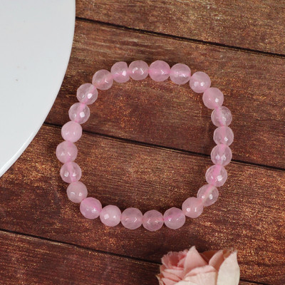 CRYSTU Stone, Rose Quartz, Crystal Beads Bracelet