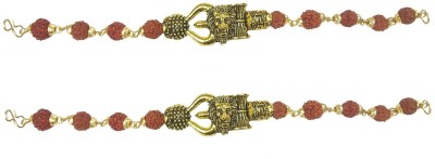 Jewelswonder Rudraksha Gold-plated Bracelet Set(Pack of 2)