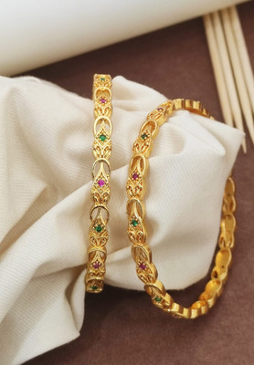Shree Yogi Bangles Brass Ruby Gold-plated Bangle Set(Pack of 2)