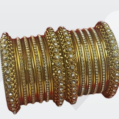 OrnaDzn Zevellery Alloy Cubic Zirconia Gold-plated Bangle Set(Pack of 10)