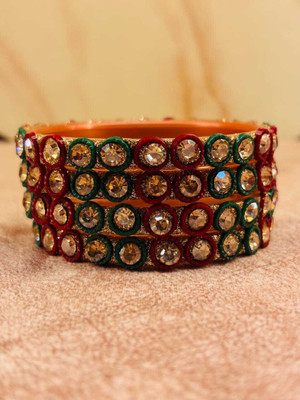 Crazy art gallery Resin Zircon Gold-plated Bangle Set(Pack of 4)