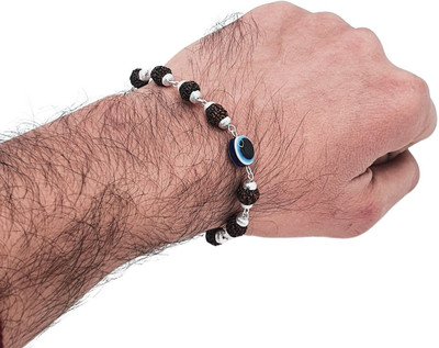 JagatguruShop Rudraksha, Evil Eye Silver Charm Bracelet