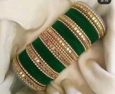 Ha Meem Metal, Alloy Gold-plated Bangle Set(Pack of 10)