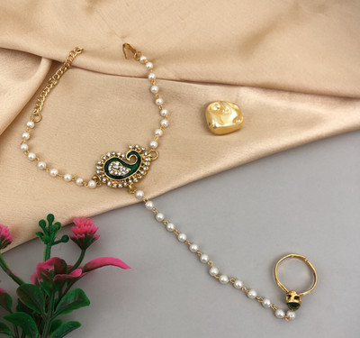 payal jewellery Alloy Diamond Gold-plated Ring Bangle(Pack of 2)