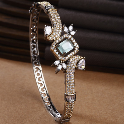 ZENEME Brass Cubic Zirconia Rhodium Bracelet