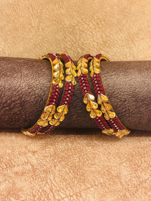 Crazy art gallery Resin Zircon Gold-plated Bangle Set(Pack of 4)