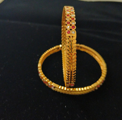 DIMIKI Copper Pearl Gold-plated Bangle Set(Pack of 2)