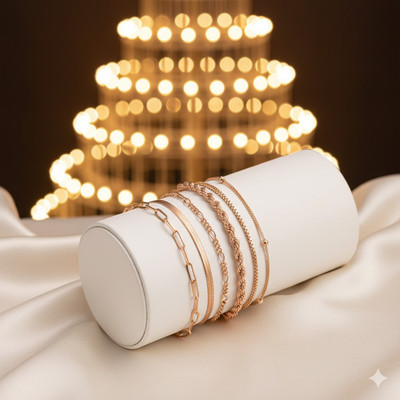 Bawree Metal Gold-plated Bracelet Set(Pack of 8)