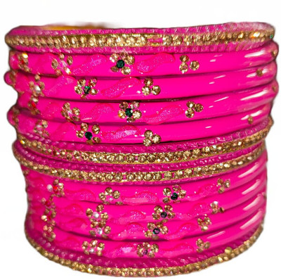 manka fashion Lac Crystal Bangle Set(Pack of 10)
