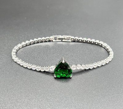 YourBlingBox Brass Crystal, Emerald Rhodium Bracelet