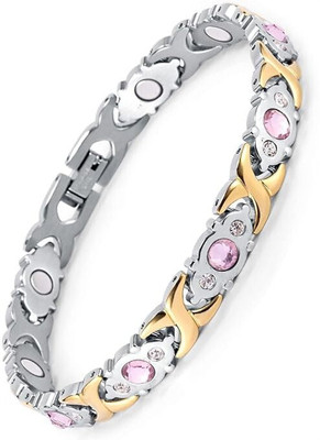 ROYALECLASSIC Stainless Steel Cubic Zirconia Titanium Charm Bracelet