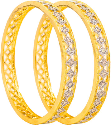 Zevarly Alloy Cubic Zirconia Gold-plated Bangle Set(Pack of 2)