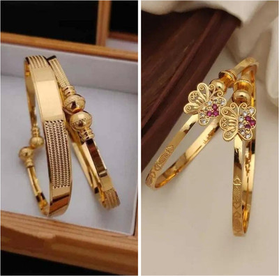 ANOUK Brass Diamond Gold-plated Bangle Set(Pack of 3)