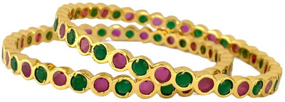 sukkanya Brass Cubic Zirconia Gold-plated Bangle Set(Pack of 2)