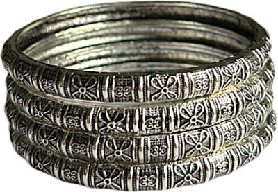 ACCESSHER Oxidised Silver Sterling Silver Bangle Set(Pack of 4)