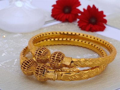 Jewels Kafe Brass Gold-plated Bangle Set(Pack of 2)