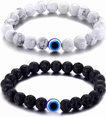Shivaay Supplier Stone, Crystal Beads Black Silver Bracelet(Pack of 2)