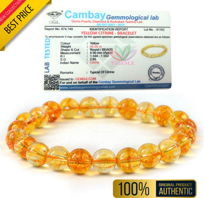 VIBESLE Citrine Beads, Crystal Bracelet