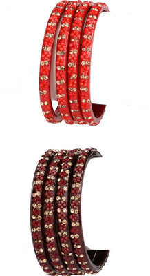 AFAST Glass Crystal Enamel Bangle Set(Pack of 8)