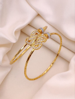 Shreeji imitation Alloy Cubic Zirconia Gold-plated Bangle Set(Pack of 2)