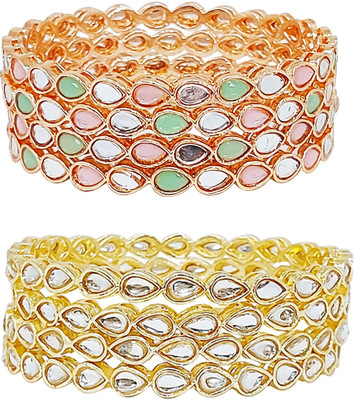 Chrishan Alloy Gold-plated Bangle Set(Pack of 2)