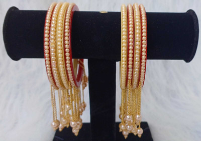 devanya crafts Plastic Pearl Bangle Set(Pack of 8)