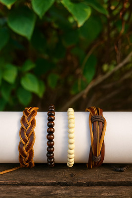 Jewelz Leather Black Silver Bracelet